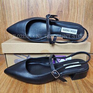 STEVE MADDEN Women's Christy Leather Slingback Flats, Black